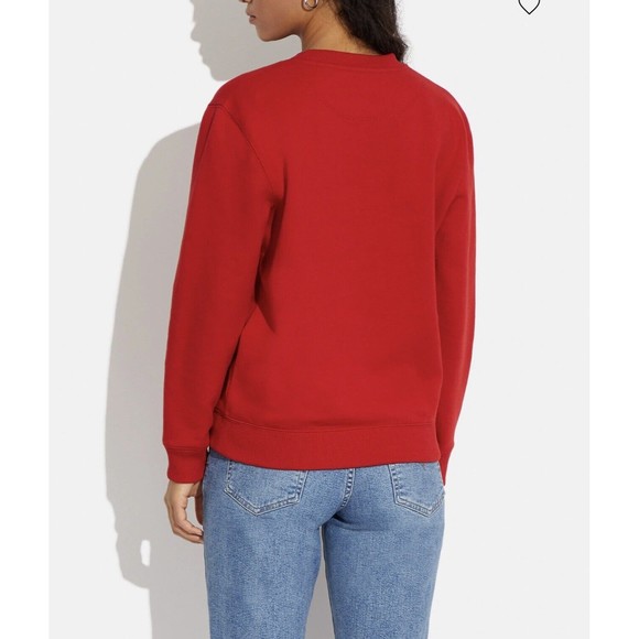 Coach CE457 XS Signature Ski Crewneck Fleece Sweatshirt Red Catskills NWT $298 - Picture 14 of 15